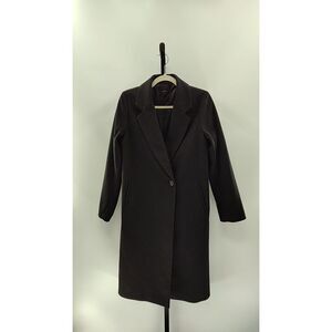 Quince Black Single Breasted Long Wool-Blend Coat
